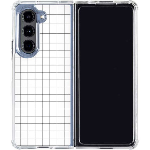 White Grid Galaxy Z Fold5 5G Clear Case